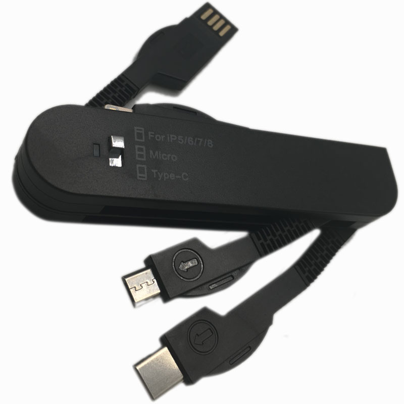 Multifuncional 3-en-1 Sabre cable de datos de uno a tres teléfono móvil diseño de cable de datos de carga TYPE-C cable de carga