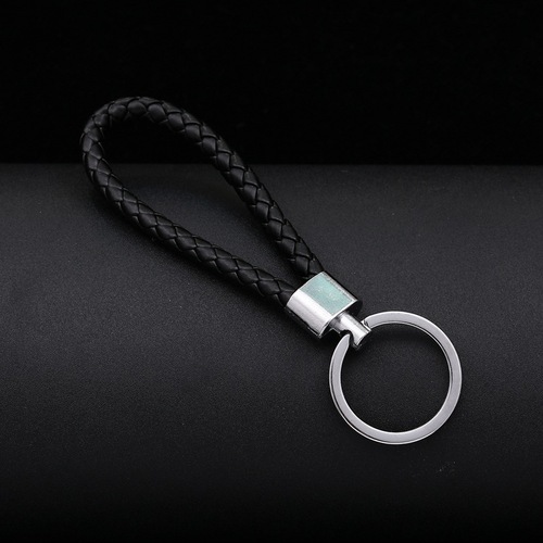 Creative woven leather rope keychain car pendant couple accessories pu key rope floor push small gift manufacturer wholesale