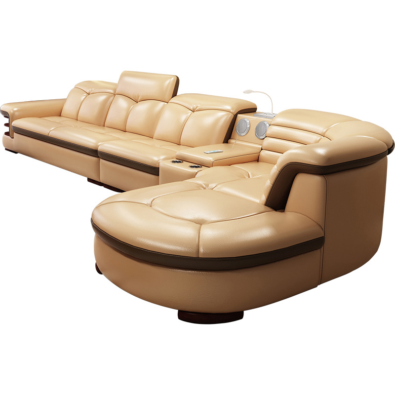 Juego de sofás de cuero, muebles para sala de estar de apartamento pequeño, sofá de cuero esquinero en forma de L, moderno, minimalista y multifuncional, venta al por mayor.