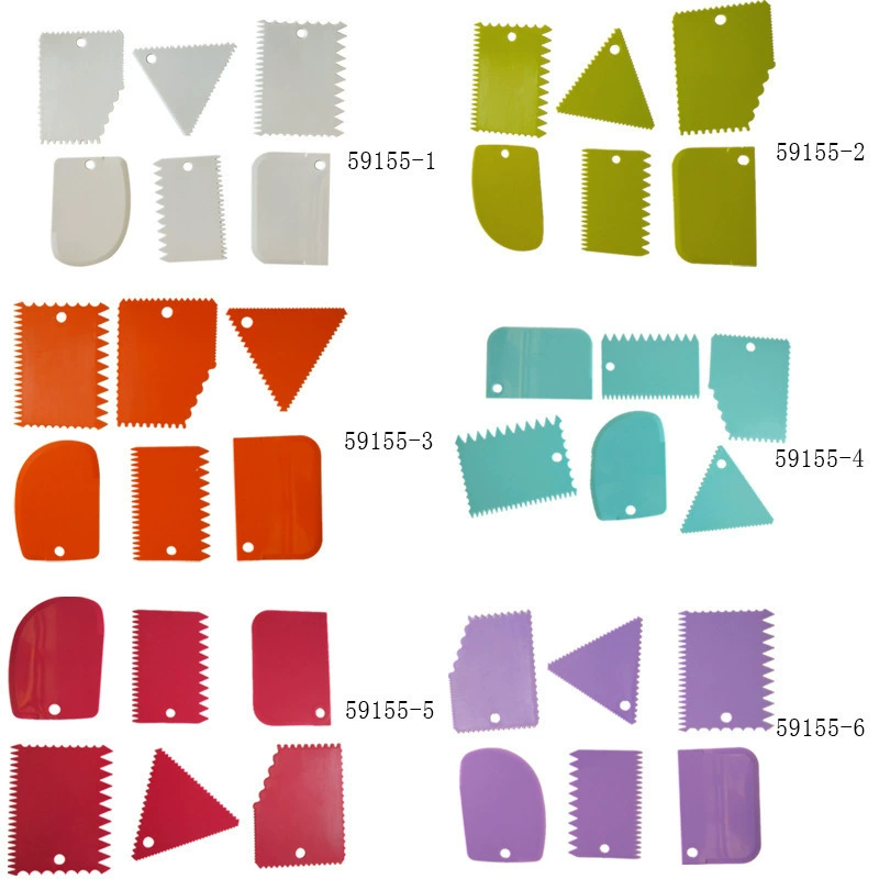 Цветной набор из 6 предметов из пластика трапециевидной полукруглой дуги треугольный пилообразный крем для торта Скребок