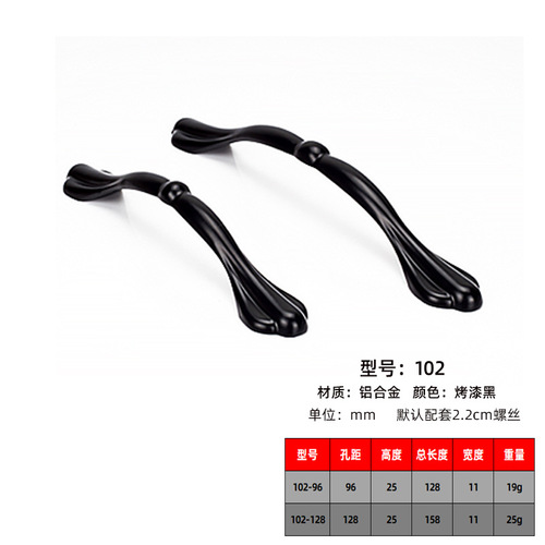 Black aluminum alloy handle wardrobe door drawer single hole cabinet European round cabinet small handle furniture