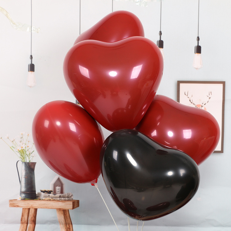 Confesión romántica boda globo doble capa globo en forma de corazón globo de fiesta de boda de 12 pulgadas Granada Globo Rojo propuesta de globo