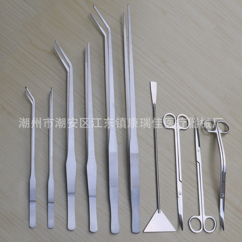 304不锈钢加厚直头弯头特大镊子夹加长防滑鱼缸水草镊子48cm夹子