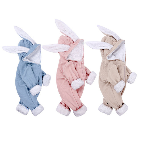 Scirocco Children's Clothing Dropshipping 2024 Spring Autumn and Winter New Product Rabbit Ears Pit Strips Baby One-piece Harness and Velvet Romper