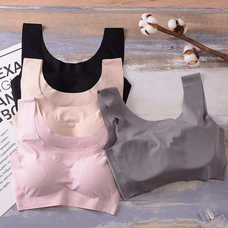 Conjunto de ropa interior sin costuras, sujetador de una pieza para dormir, sin aros, conjunto deportivo de dos piezas con efecto push-up, copa completa con almohadillas para el pecho