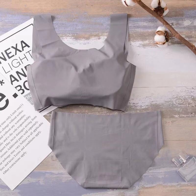 Conjunto de ropa interior sin costuras, sujetador de una pieza para dormir, sin aros, conjunto deportivo de dos piezas con efecto push-up, copa completa con almohadillas para el pecho