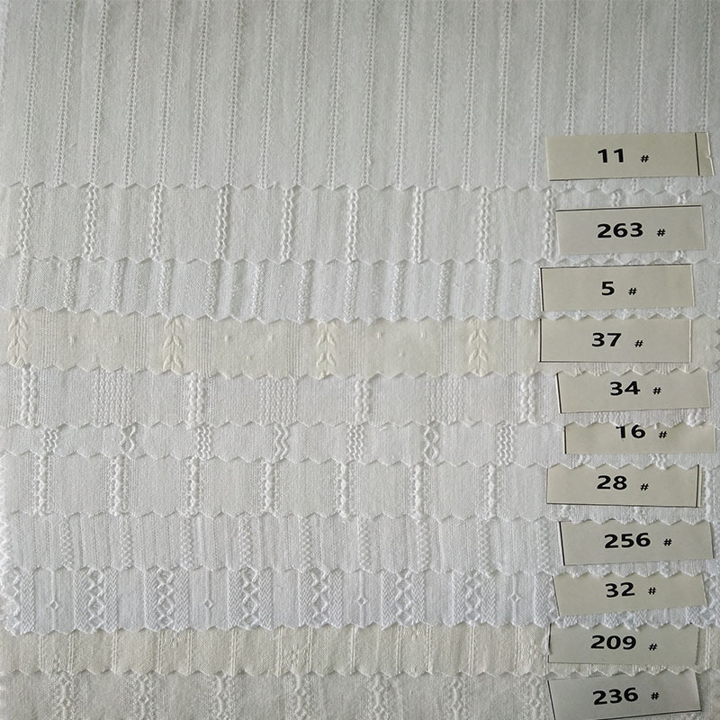 供应全棉梭织提花面料 纯棉时尚条子布料 女装连衣裙休闲服面料