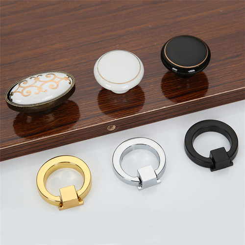 Drawer single hole small handle shoe cabinet wardrobe door cabinet kitchen cabinet door hardware handle simple high-end new round single hole