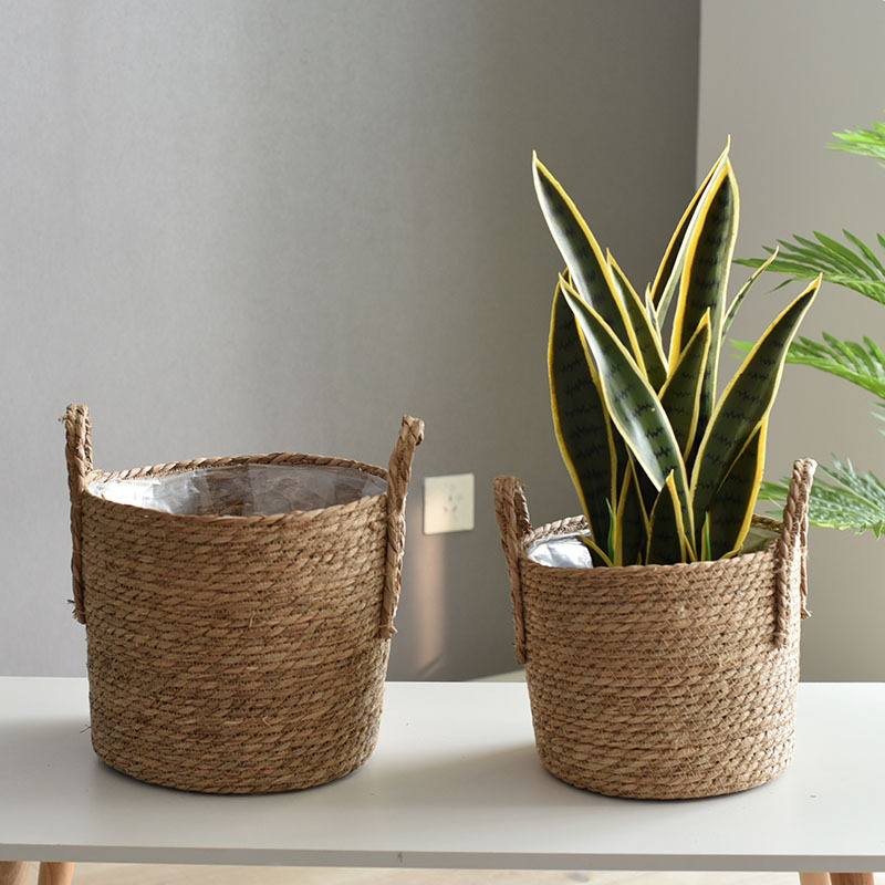 Extra Large Straw Flower Pot Extra Large Extra Large Potted Green Plant Flower Basket Plant Basket Woven High Pot Indoor Bonsai
