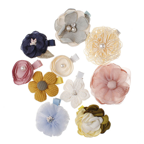 Children's hairpins European and American little girl baby headwear cute fabric flower edge clip hairpin hair accessories set 10 pieces