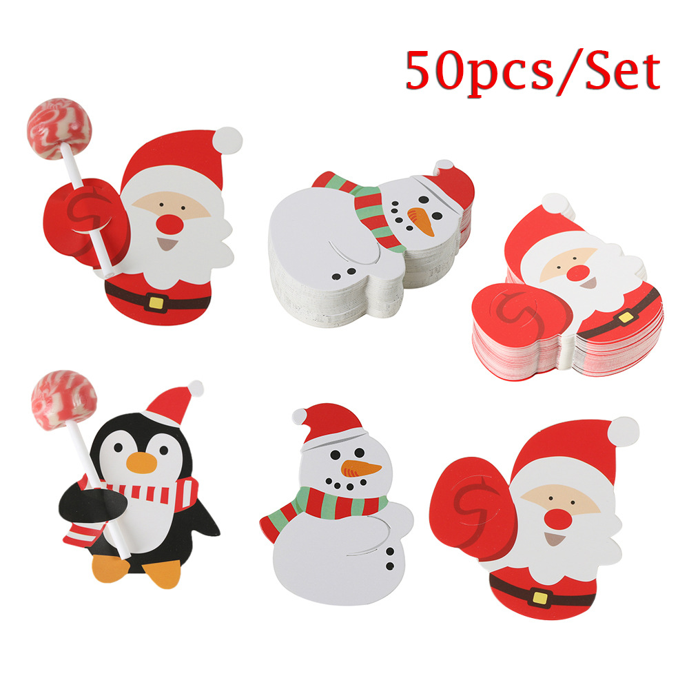 50 nuevas tarjetas de Navidad Lollipop Old Man Pingüino Decoración Tarjeta de papel DIY Decoración Tarjeta de papel
