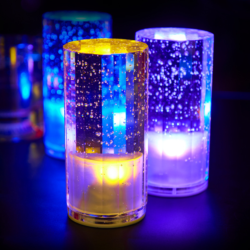 Bar lámpara de mesa personalidad creativa lámpara restaurante cafetería barra clara lámpara de mesa de cristal LED lámpara de barra recargable