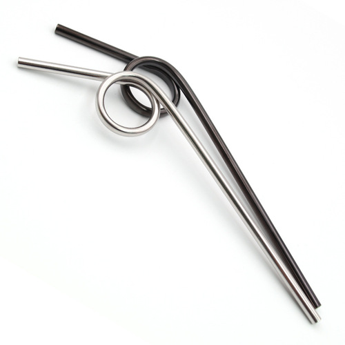 6-shaped cocktail straw 304 stainless steel color metal beverage milk tea curved shape creative straw wholesale