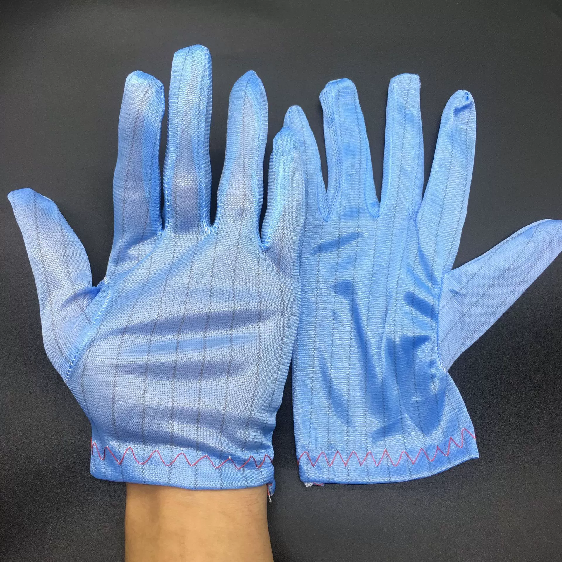 Завод прямой синий анти-статическое перчатки Двухсторонний Полосатый анти-статическое перчатки Электронный Завод рабочие перчатки