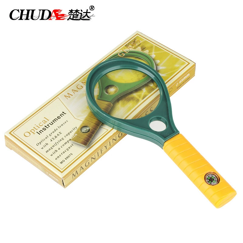 Chuda 90mm Двойное увеличительное стекло Ракетка пластиковая лупа две линзы с функцией компаса 89077