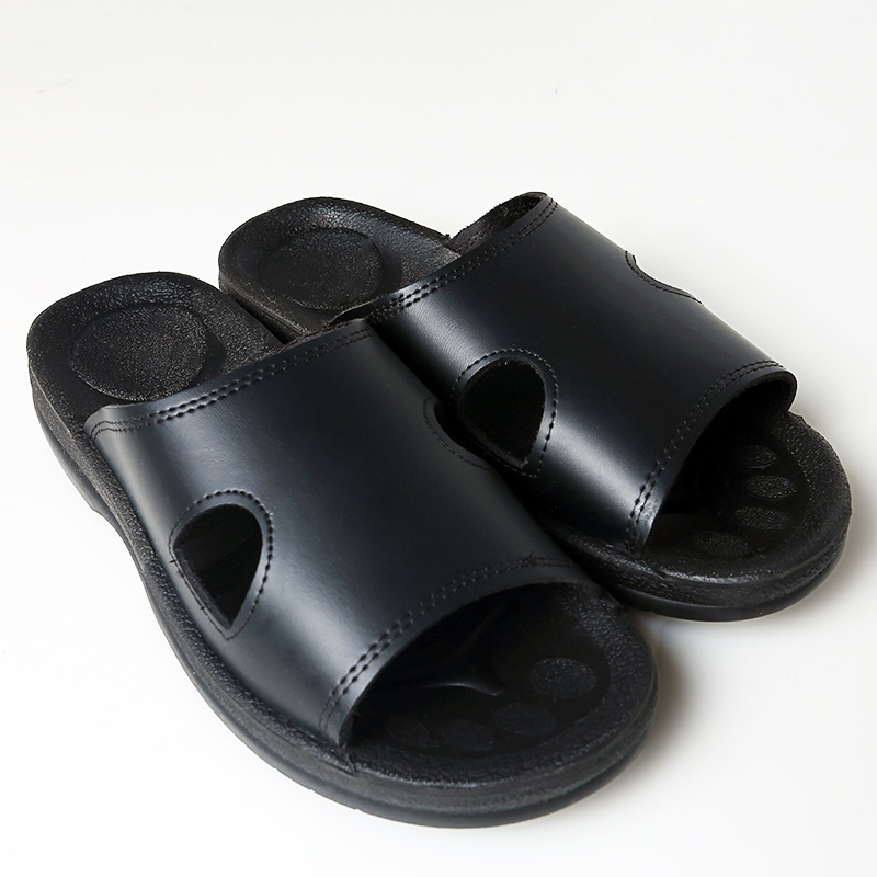 防静电PU拖鞋黑色拖鞋加厚防滑印字ESDPU软底鞋无尘拖鞋 PU鞋