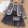 Autumn dress, set, small princess costume, Japanese and Korean, western style, Chanel style, 3 piece set, children's clothing