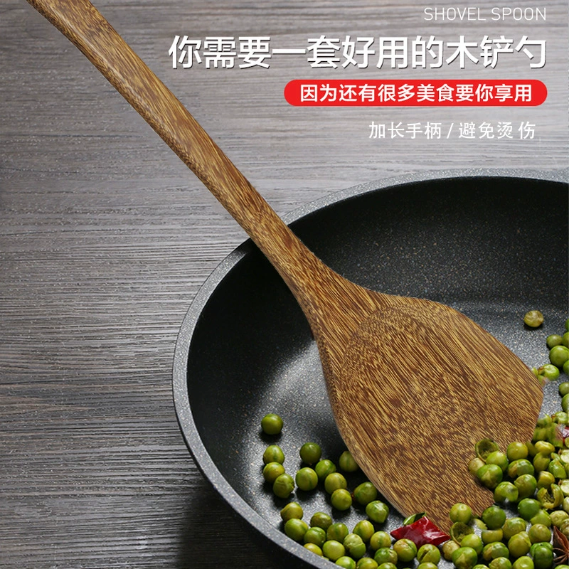 Big wooden spoon from natural wood, tableware, kitchenware