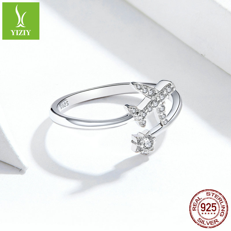 Yinzi Yun New 925 Silver Aircraft Opening Ring Personalized Light Luxury Engraving Couple Gift Ring Bracelet Yinzi Yun New 925 Silver Aircraft Opening Ring Personalized Light Luxury Engraving Couple Gift Ring Bracelet