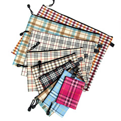 廠家批發A4單層文件袋 加厚防水帆布格子袋 復古簡約筆袋可印logo