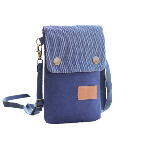 Export commodity solid color canvas 3-layer crossbody phone bag, minimalist fabric women's bag