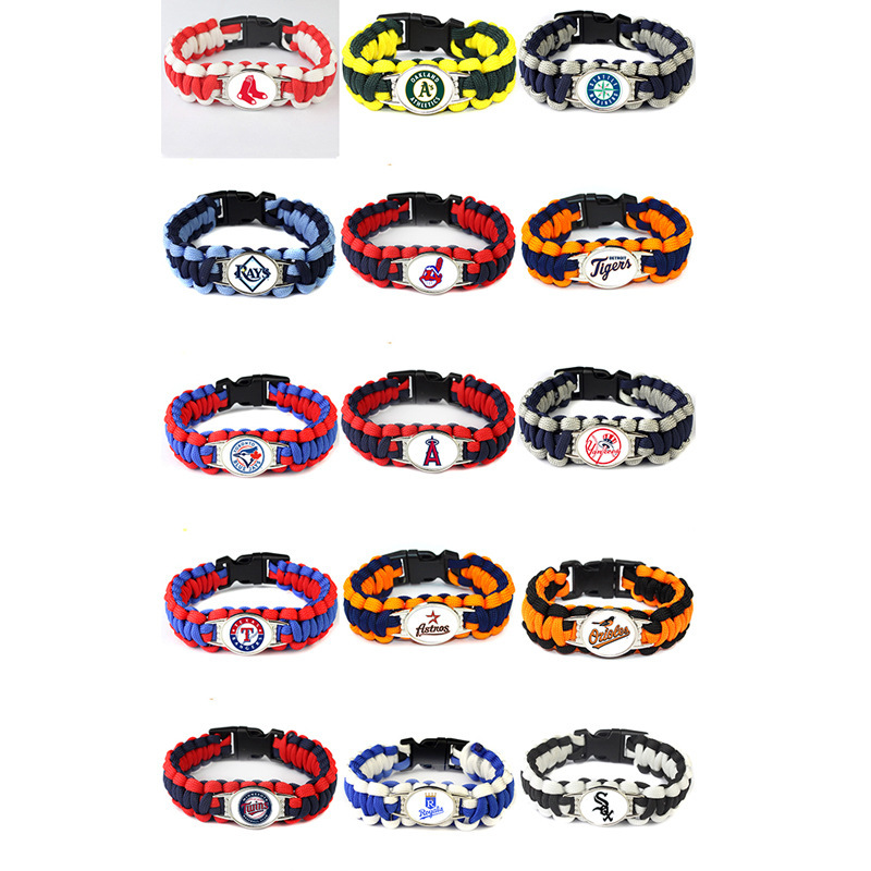 Foreign trade hot MLB Baseball umbrella rope bracelet field life-saving bracelet 30 team fans bracelet cross-border e-commerce explosions