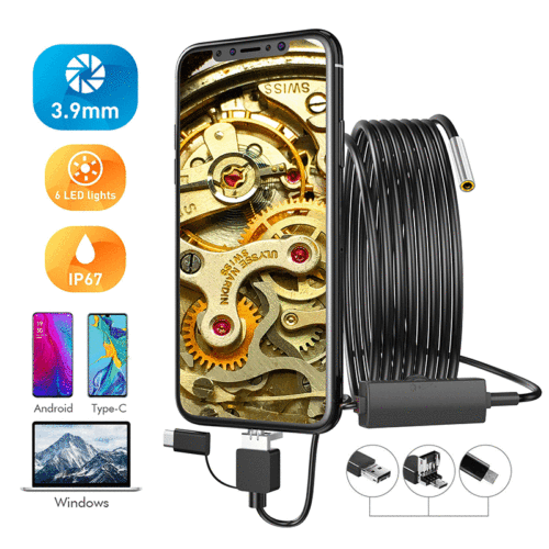 Three-in-One TYPE-C USB Android Phone Endoscope 3.9MM High Definition Waterproof Phone Direct Connect Endoscope
