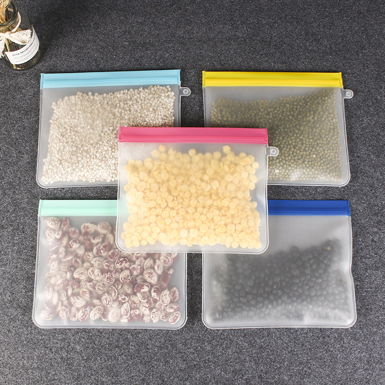 Eva bolsa sellada de silicona para alimentos esmerilados bolsa de almacenamiento y embalaje de refrigerador translúcido bolsa con cremallera autosellada personalizada