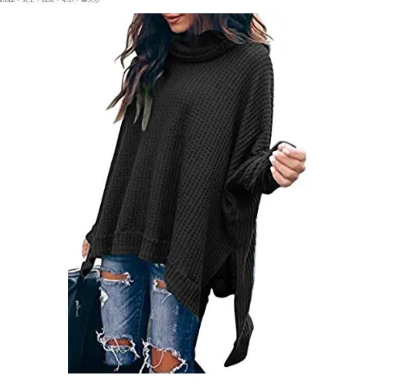 Europa y América transfronteriza AliExpress Amazon otoño nueva moda de cuello alto manga larga blusa irregular suéter