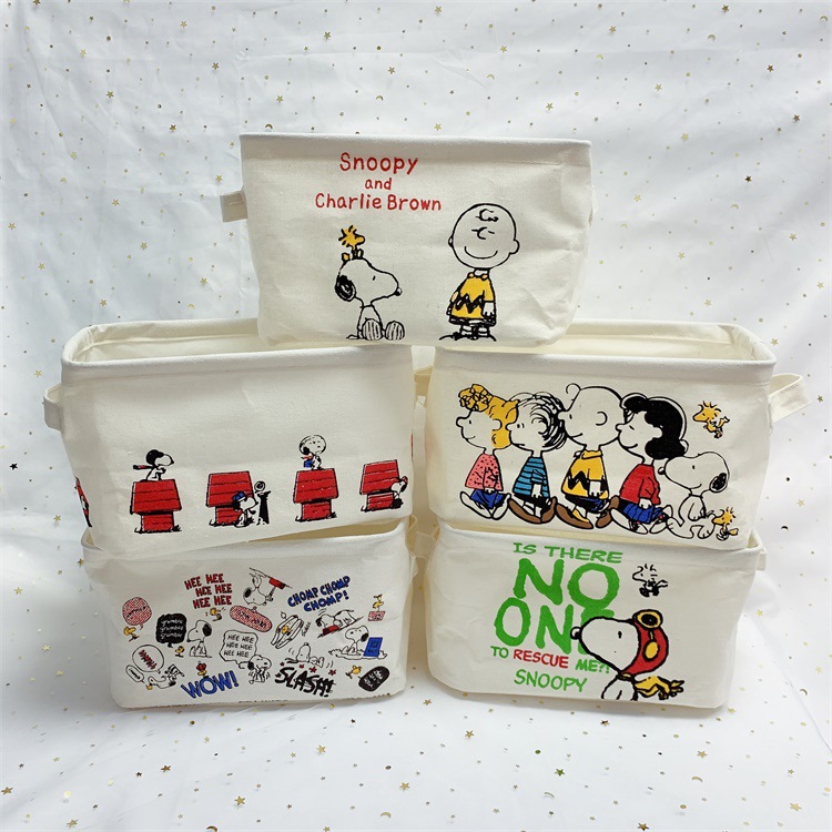 Japanese cute snacks desktop sundries canvas small storage basket fabric cartoon storage storage box foldable