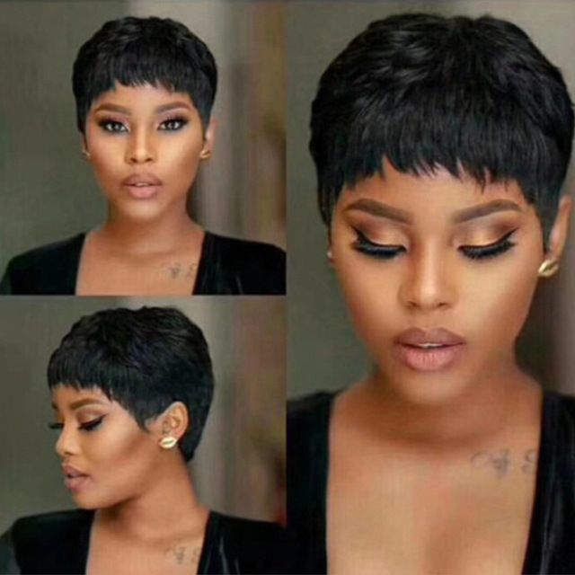 Foreign trade wig European and American fashion short hair female African black short hair chemical fiber mechanism headgear wholesale Amazon