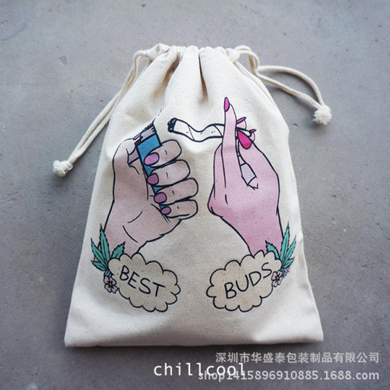 厂家供应帆布束口袋 漫画棉麻束口袋 背包袋收纳袋