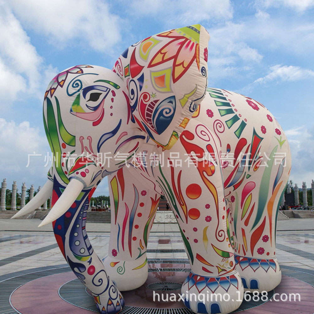 灯光节广告气模新款大型充气大象带灯光全喷绘发光动物模型