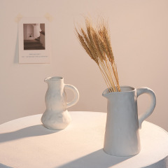 ins北歐乾花花瓶白色陶瓷家居現代擺件插花水培咖啡館工作室裝飾
