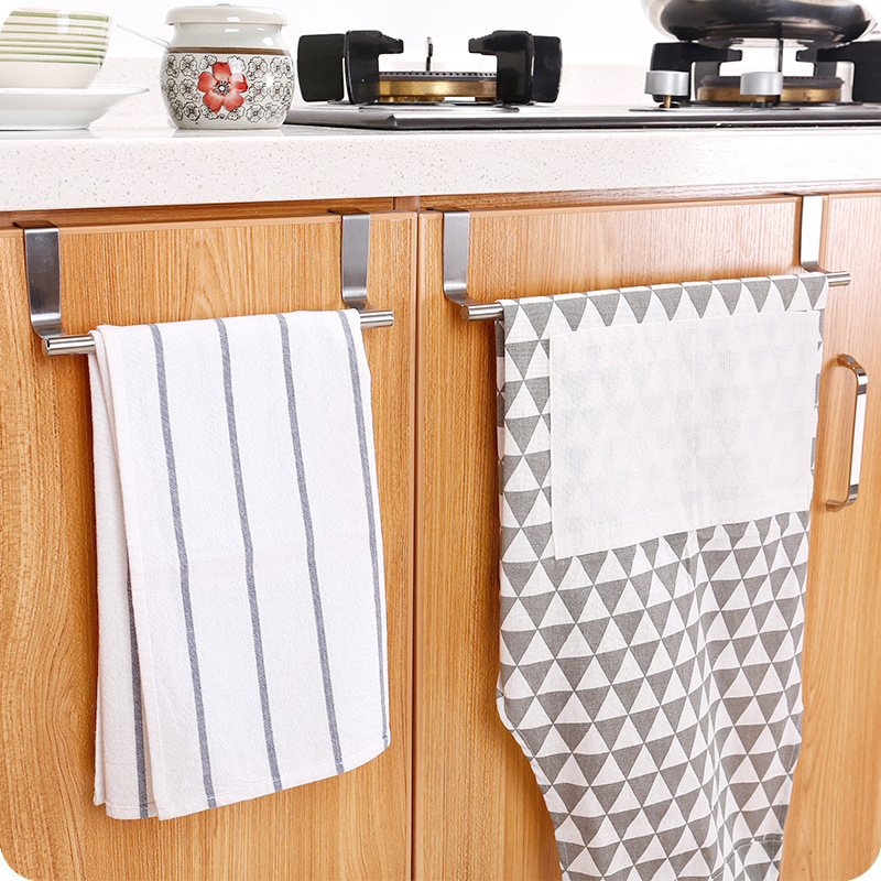 厨房多用途不锈钢单杆毛巾架 橱柜门背式抹布挂架卫生间毛巾杆