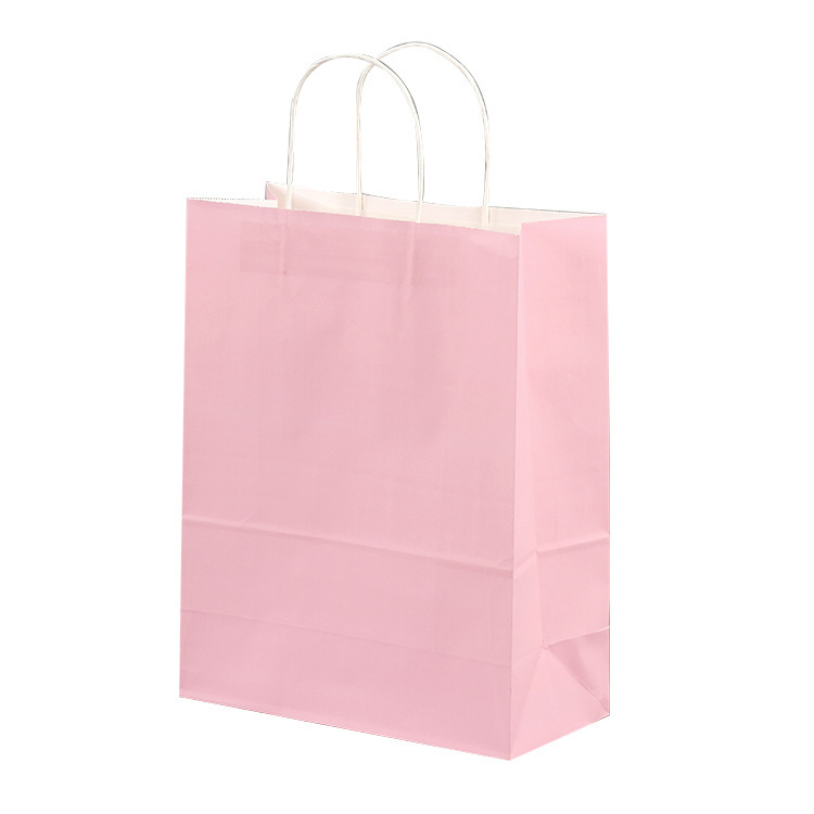 Marca bolsa de regalo rosa papel kraft bolsa de regalo de compras bolsa de joyería bolsa de embalaje ropa fabricante de bolsas de mano