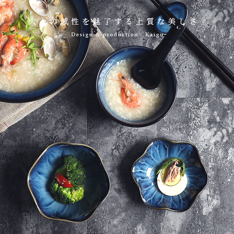 [Small Wholesale] Ceramic Creative Tableware Rice Bowl Household Small Soup Bowl Sauce Kiln Change Bowl Set
