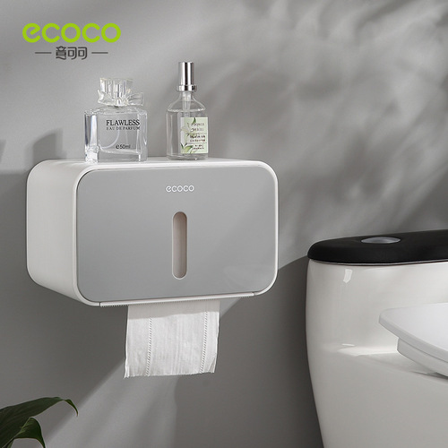 ecoco creative pop-up lid visible waterproof bathroom roll paper box bathroom wall hanging storage tissue box wholesale