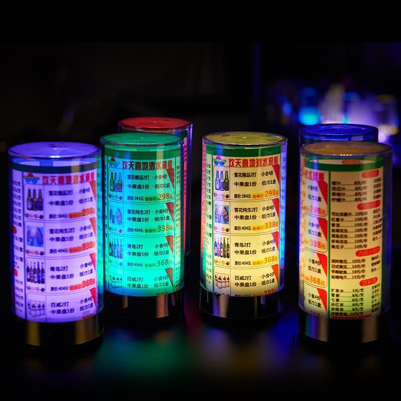 LED recargable bar lámpara de mesa luminosa menú luz KTV precio pedido de vino menú luz colorida carga tesoro luz de la mesa