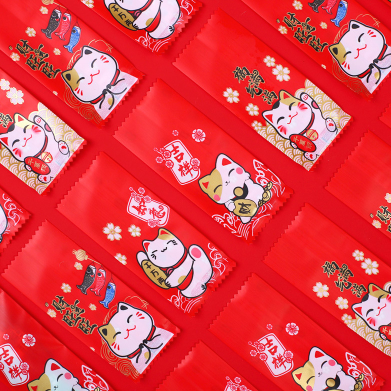 Original Año Nuevo leche Jujube gato afortunado turrón fruta copo de nieve pastel crujiente seco máquina de cordón sello cremallera bolsa de embalaje de regalo