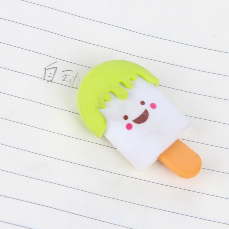 Fábrica al por mayor de dibujos animados lindo helado borrador de forma de paleta borrador estudiante papelería material escolar