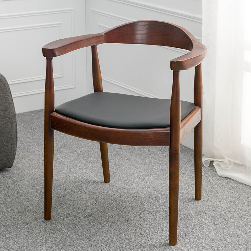 原木椅子实木扶手靠背椅北欧餐椅休闲原版办公椅简约广岛椅