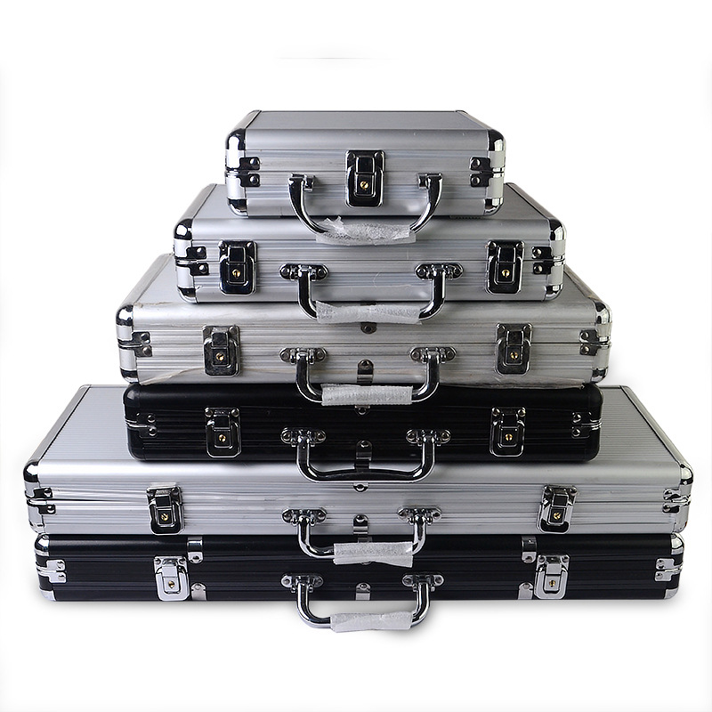 Black and Silver Portable Aluminum Hold'em Texas Hold'em Chip Box Chip Box Aluminum Box Storage Box ABS Aluminum Box Chip Box