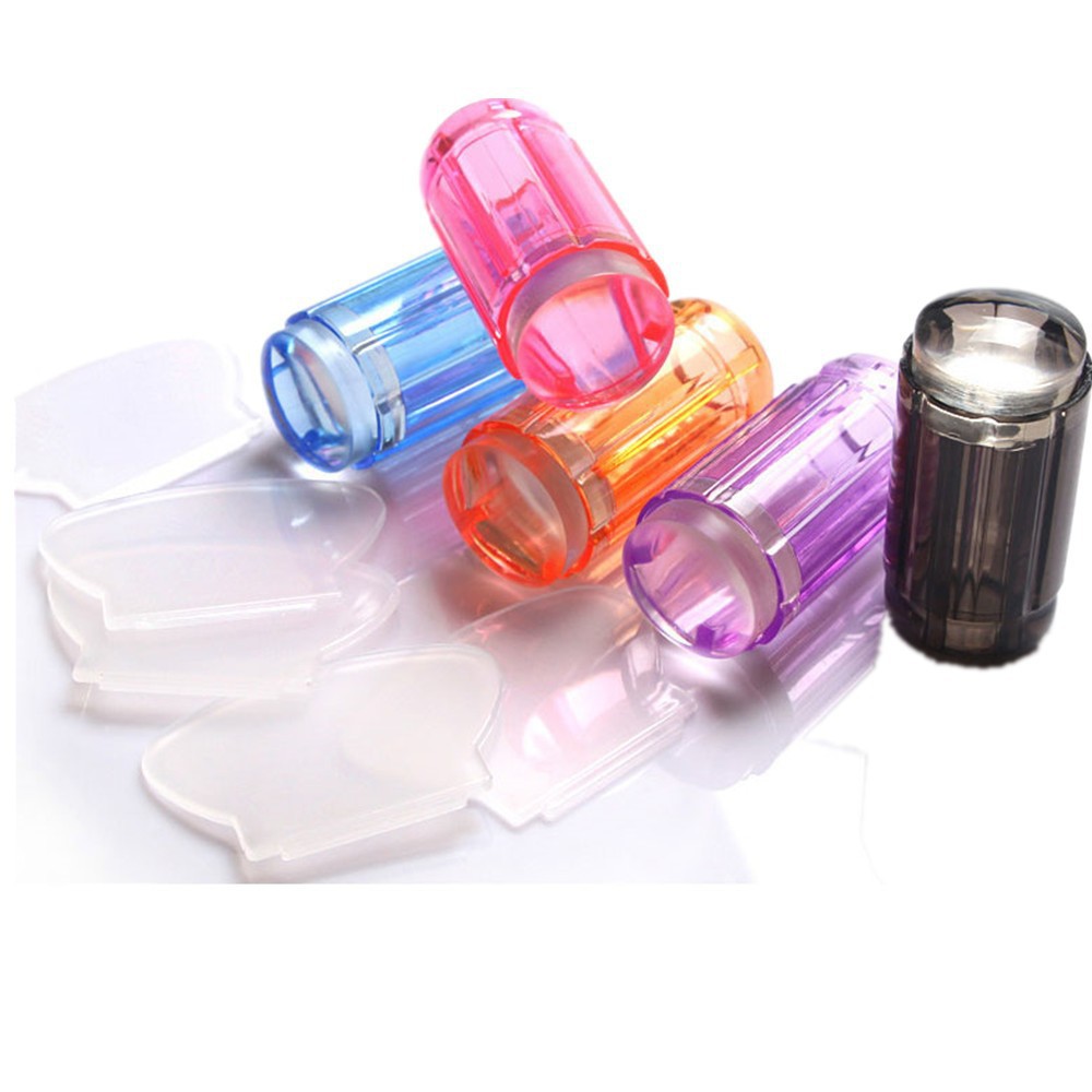Cross-Border Manicure New Transparent Seal Nail Fully Transparent Print Head Purple Transparent Handle Silicone Seal