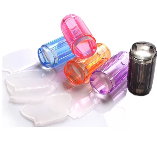 Cross-Border Manicure New Transparent Seal Nail Fully Transparent Print Head Purple Transparent Handle Silicone Seal