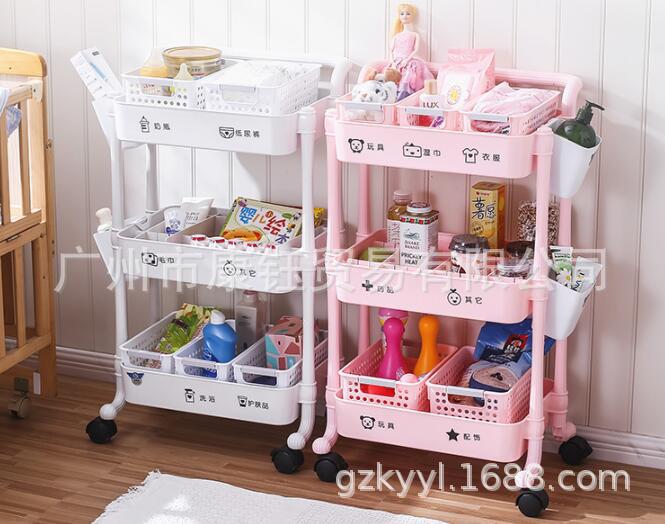 小推车置物架移动多层收纳整理储物架子多层带轮手推车