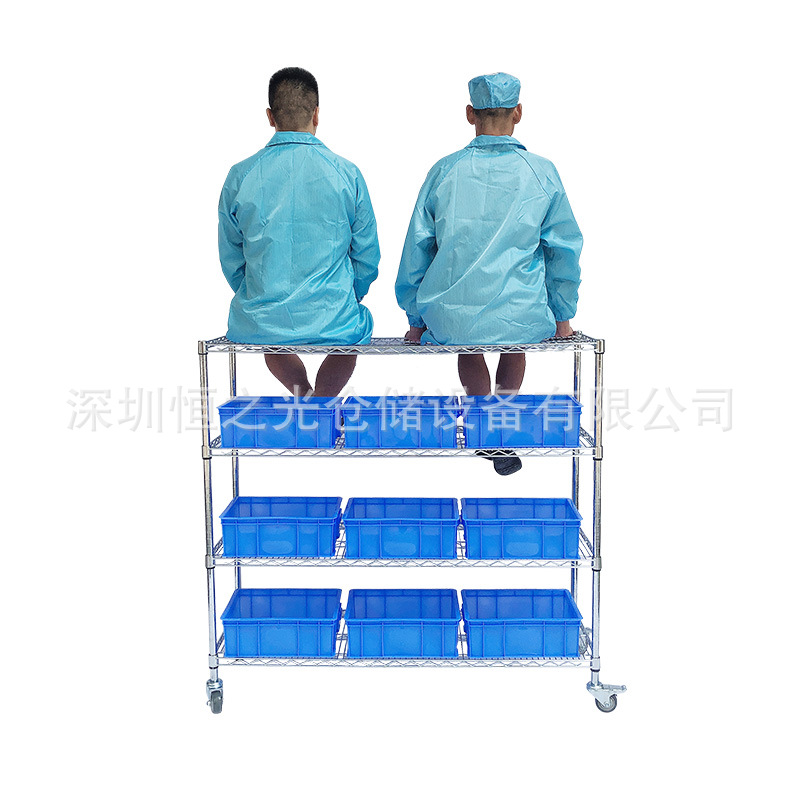 工厂仓库货架移动置物架带轮物料架金属镂空线网周转架