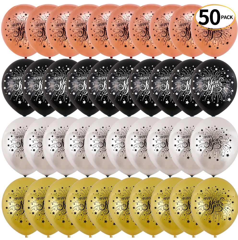 Globos de Látex de Año Nuevo 2025 con Impresión de Feliz Año Nuevo para Centros Comerciales, Decoración de Reuniones Anuales de Año Nuevo, Decoración de Año Nuevo