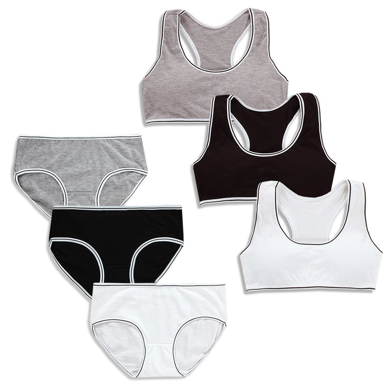 Bra Set Without Rims Cotton Development Period Vest Sports Style Foreign Trade Cross-Border E-Commerce Underwear for Junior High School Students Bra Set Without Rims Cotton Development Period Vest Sports Style Foreign Trade Cross-Border E-Commerce Underwear for Junior High School Students