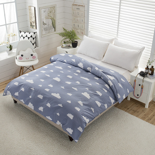 Factory cute cartoon striped pure cotton quilt cover single piece 100% cotton quilt cover bedding set single sheet one piece drop shipping